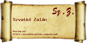 Szvatkó Zalán névjegykártya
